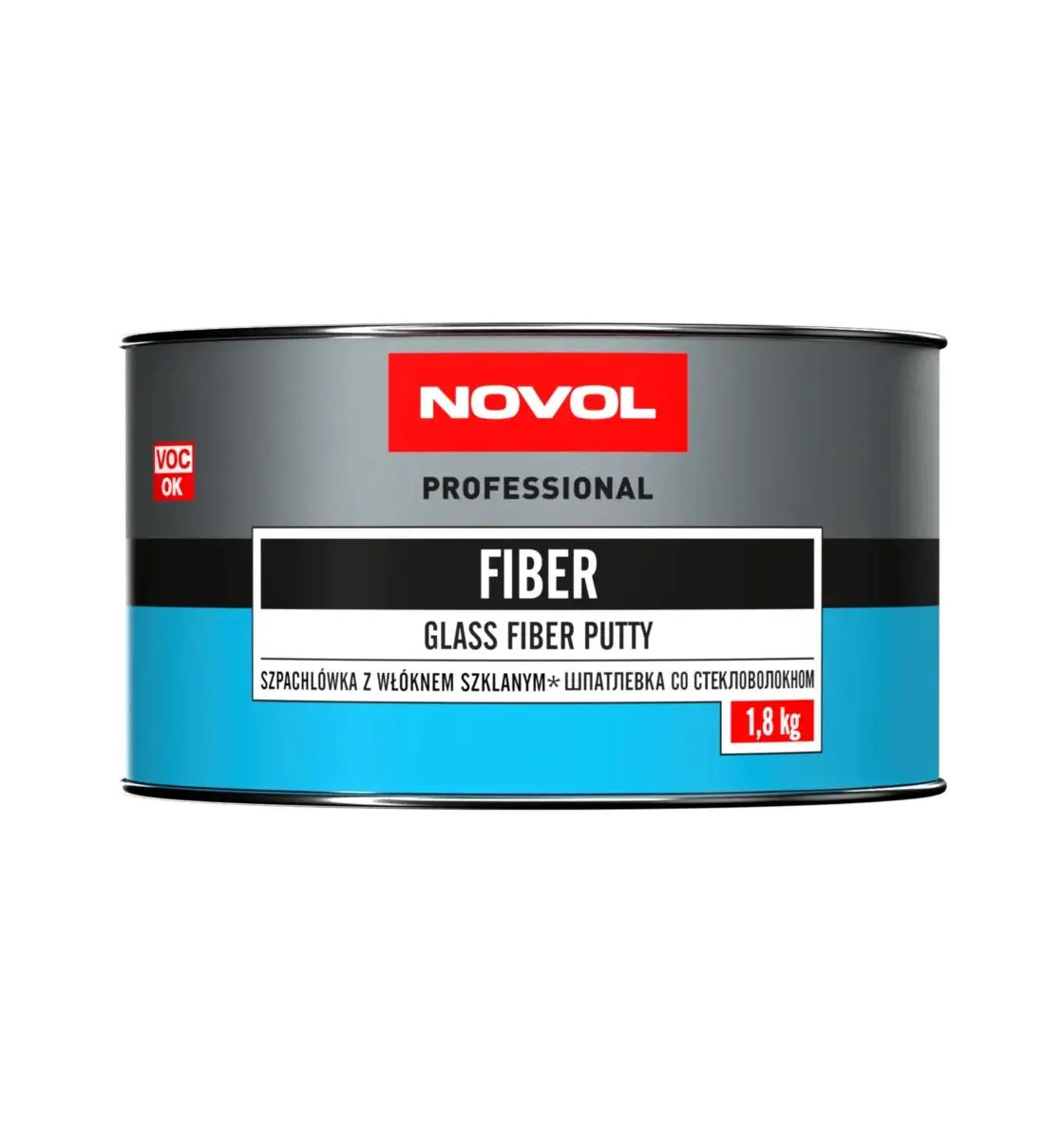 Шпаклівка зі скловолокном в комплекті з затверджувачем Novol FIBER 1.8 кг