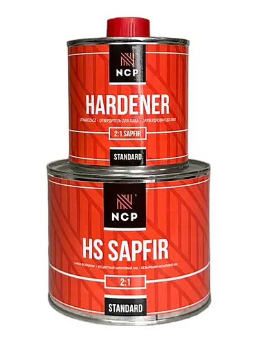 Лак безбарвний NCPro HS Sapfir 0,5л в комплекті з затверджувачем 0,25л