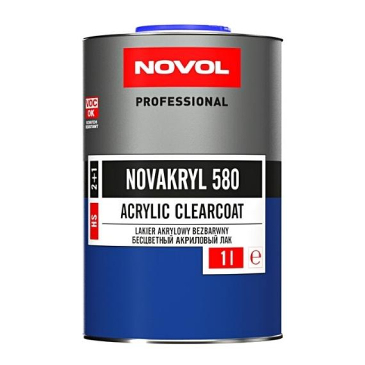 Безбарвний акриловий лак для авто Novol Novakryl 580 HS 2+1 1л + 0,5л затверджувачу