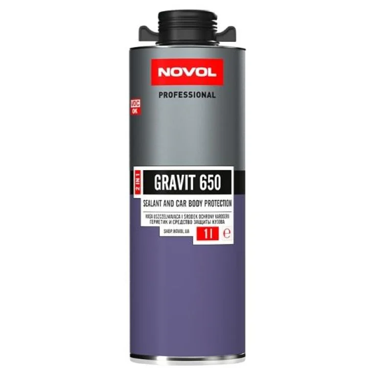 Герметик +антигравій Novol Gravit 650 2в1 Чорний 1,0 л