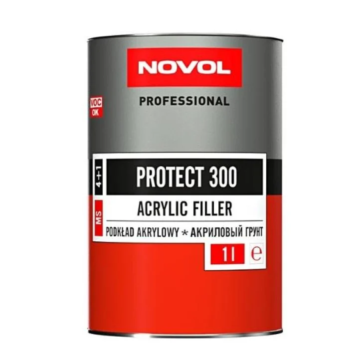 Ґрунт акриловий 2К 4+1 PROTECT 300  з затверджувачем Novol 1 л Сірий