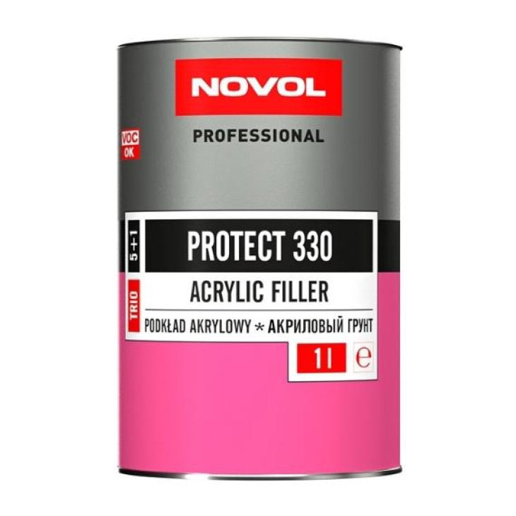 Грунт Акриловий для авто Protect 330 5+1HS Сірий 1 л+ затверджувач 0,2 л Novol