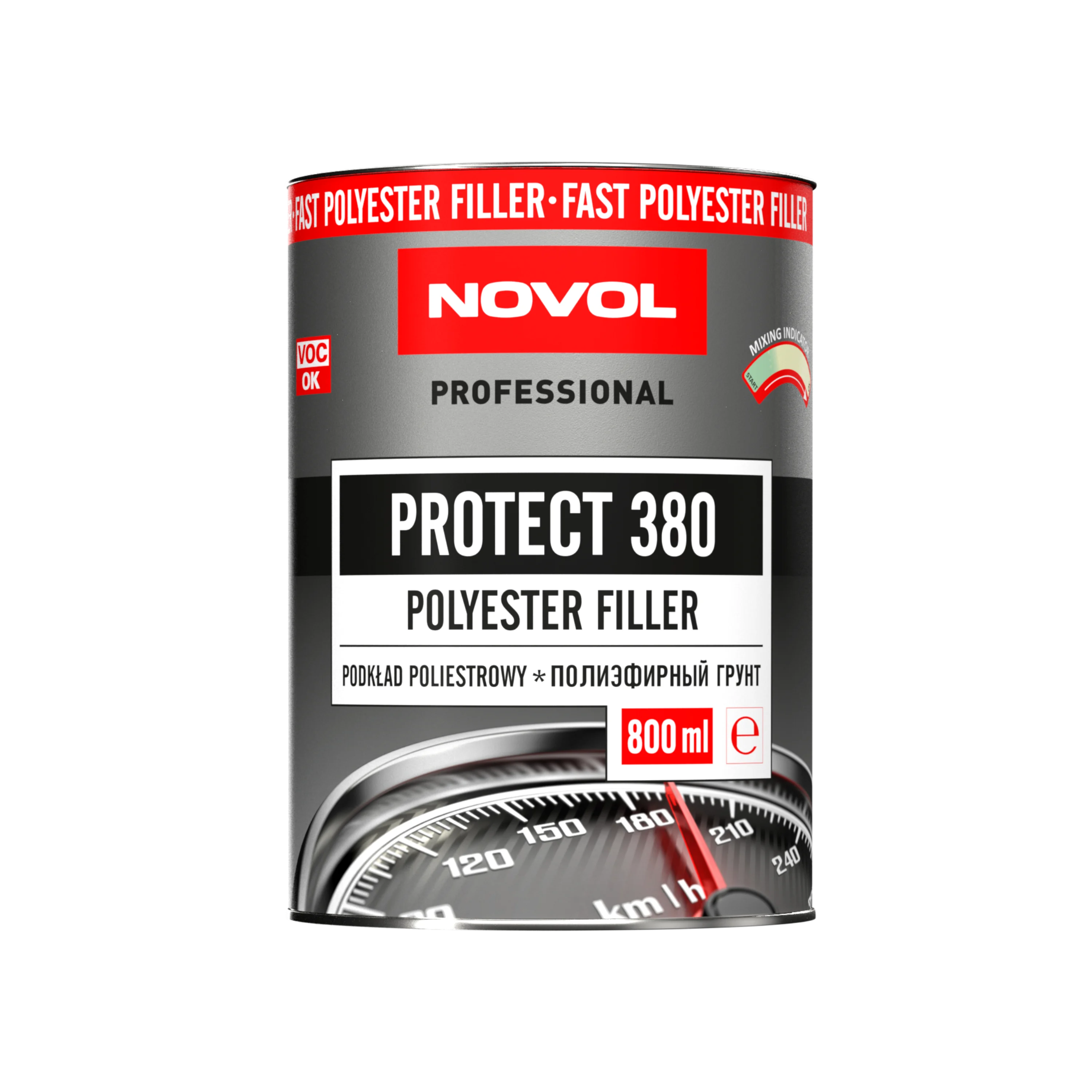 Грунт полиэфирный ,быстрый для авто 0,8л+0,08 л отвердителя Novol PROTECT 380
