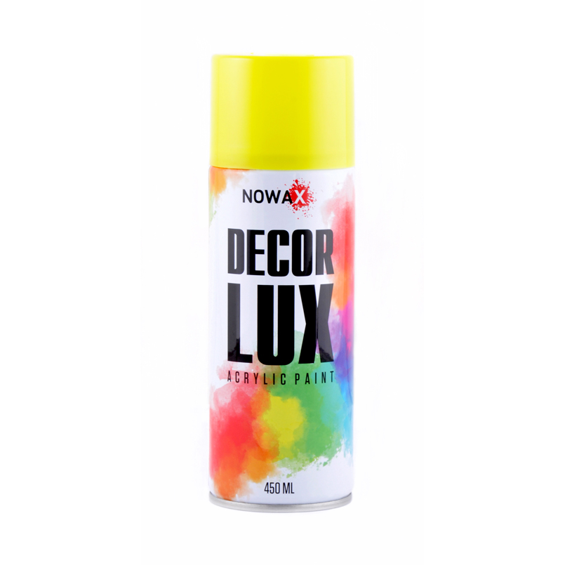 Фарба флуорисцентна в аерозолі Nowax Decor Lux жовта 450мл