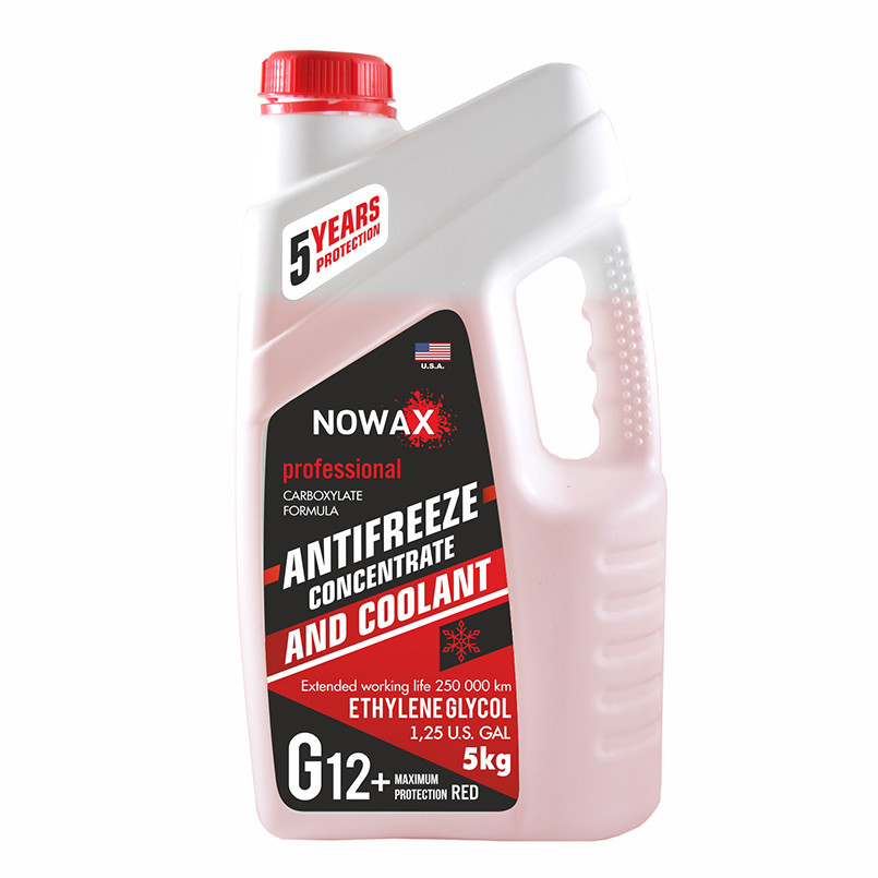 Антифриз концентрат Red G12+ червоний 5кг Nowax NX05004