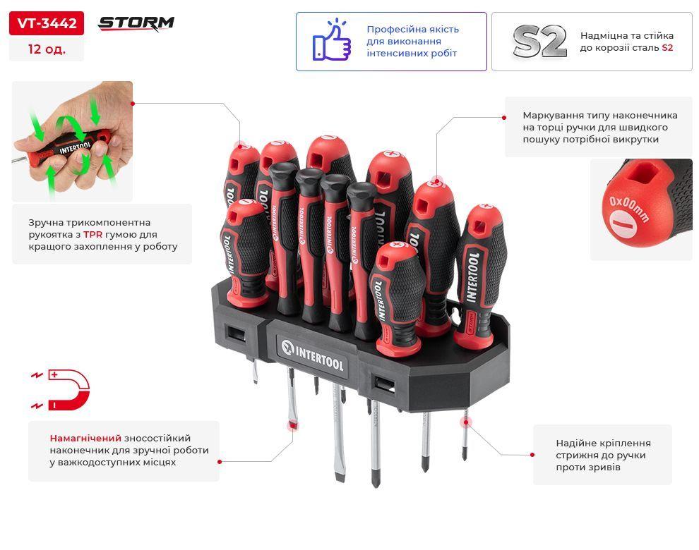 Набір викруток 12 од., STORM INTERTOOL VT-3442
