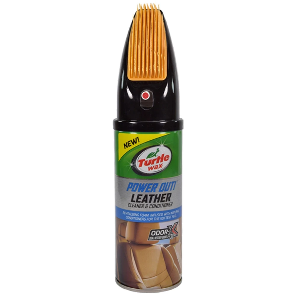 Очисник і кондиціонер для шкіри зі щіткою Turtle Wax Leather Cleaner & Conditioner Power Out Odor-X 400мл
