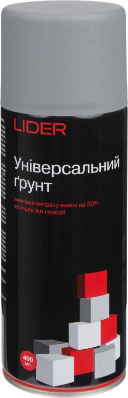 Грунт в аерозолі універсальний сірий LIDER 400мл