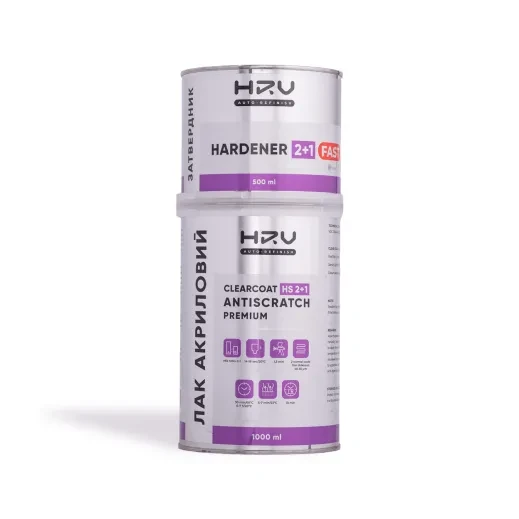Лак акриловий 2+1 HRV Premium Antiscratch HS 1л + затверджувач 0,5л