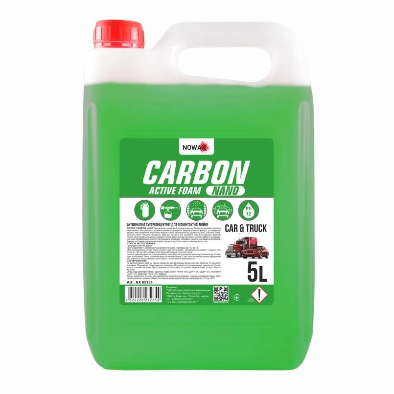 Шампунь суперконцентрат для безконтактного миття Nowax Carbon Nano Active Foam зелений 5л (NX05134)