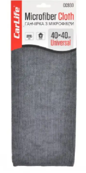 Carlife  CC933  Ганчірка з мікрофібри  40*40 см сіра