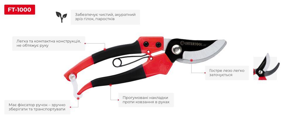 Секатор 200 мм INTERTOOL FT-1000