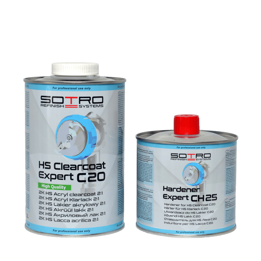 Лак безбарвний акриловий Sotro C20 2K HS 2:1 Clearcoat Expert  1,0л + затверджувач СН25 0,5л