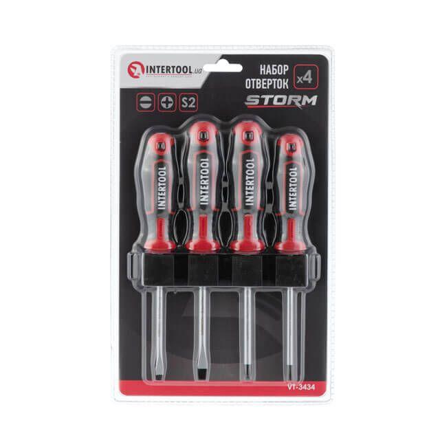 Набір викруток 4 од (SL5.0 * 100мм, SL6.0 * 100мм, PH1 * 100мм, PH2 * 100мм), STORM INTERTOOL VT-3434