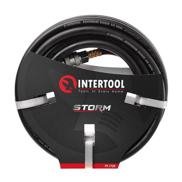 Шланг гумовий повітряний  армований INTERTOOL до 20 атм 6×13 мм 10 м зі швидкороз'ємними з'єднаннями STORM  PT-1720