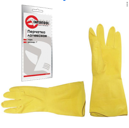 Рукавичка латексна 9"/L INTERTOOL SP-0018 (пара) 