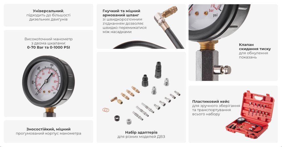 Компресометр для дизельних двигунів INTERTOOL AT-4002