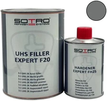 Грунт акриловий сірий Sotro F20 2K UHS Acryl filler 5:1 Expert 1л + затверджувач FH25 0,2л