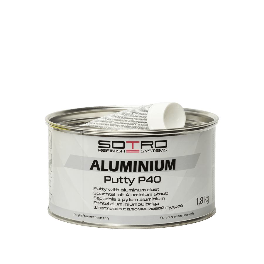 Шпаклівка з алюмінієвою пудрою Sotro Aluminium Putty P40 1,8кг