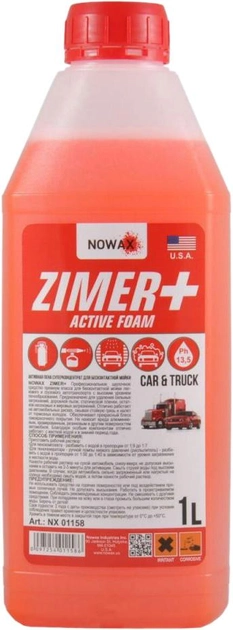 Шампунь суперконцентрат для безконтактної мийки  Nowax Zimer+ Active Foam червоний 1л (NX01158)