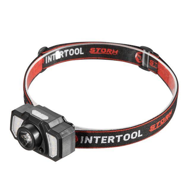 Ліхтар налобний акумуляторний XPE+6SMD+2RED LED 7 режимів роботи сенсор LB-0311  INTERTOOL STORM