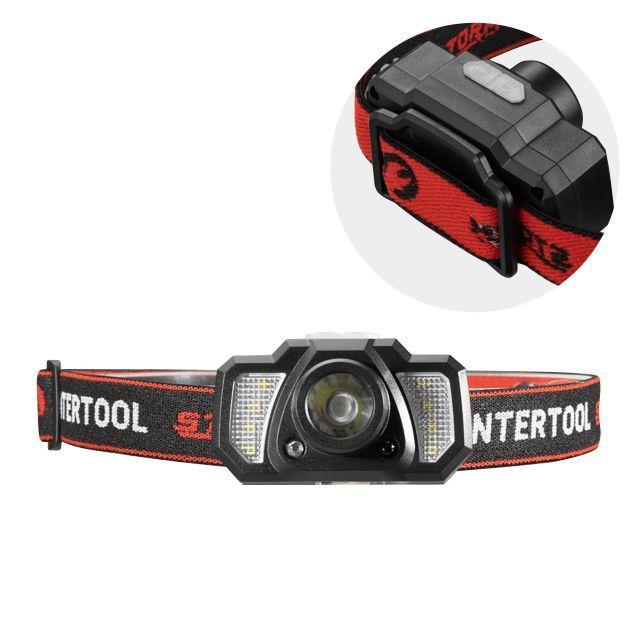 Ліхтар налобний акумуляторний XPE+6SMD+2RED LED 7 режимів роботи сенсор LB-0311  INTERTOOL STORM