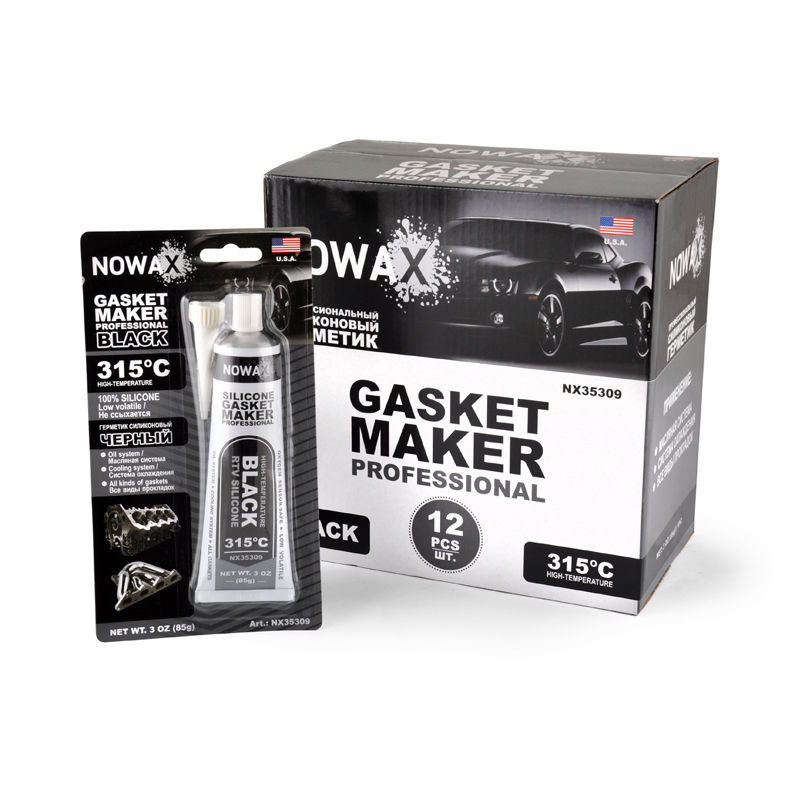 Герметик високотемпературний, силіконовий, еластичний Nowax +315С 85гр (чорний) NX35309