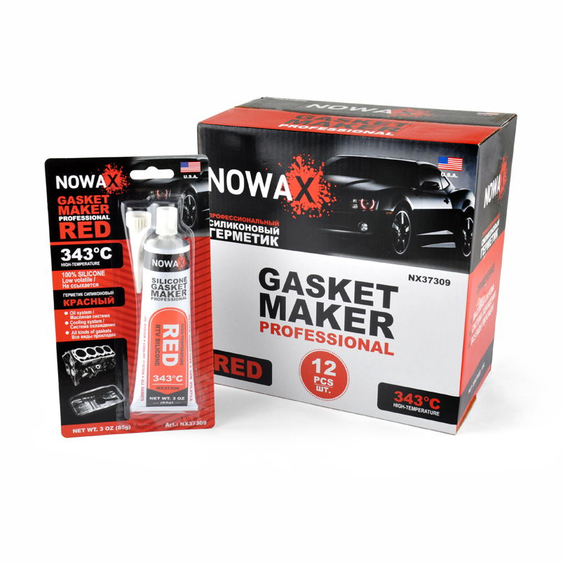 Герметик високотемпературний, силіконовий, еластичний Nowax +343С 85гр (червоний) NX37309