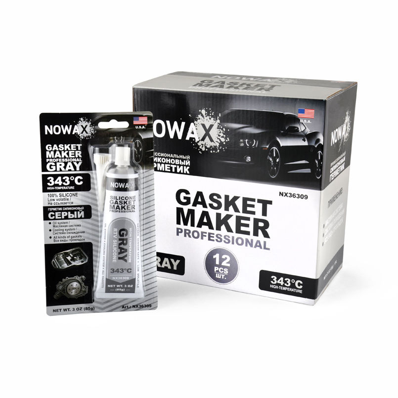 Герметик високотемпературний, силіконовий, еластичний Nowax +315С 85гр (сірий) NX36309