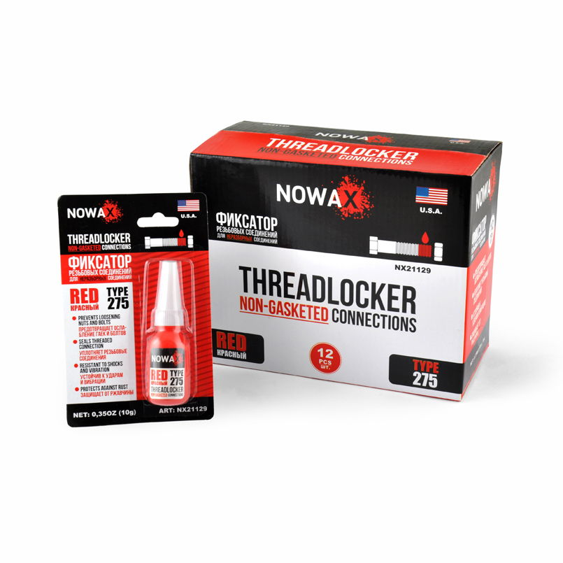Фіксатор різьби для нерозбірних з'єднань Nowax10г (червоний) (NX21129)