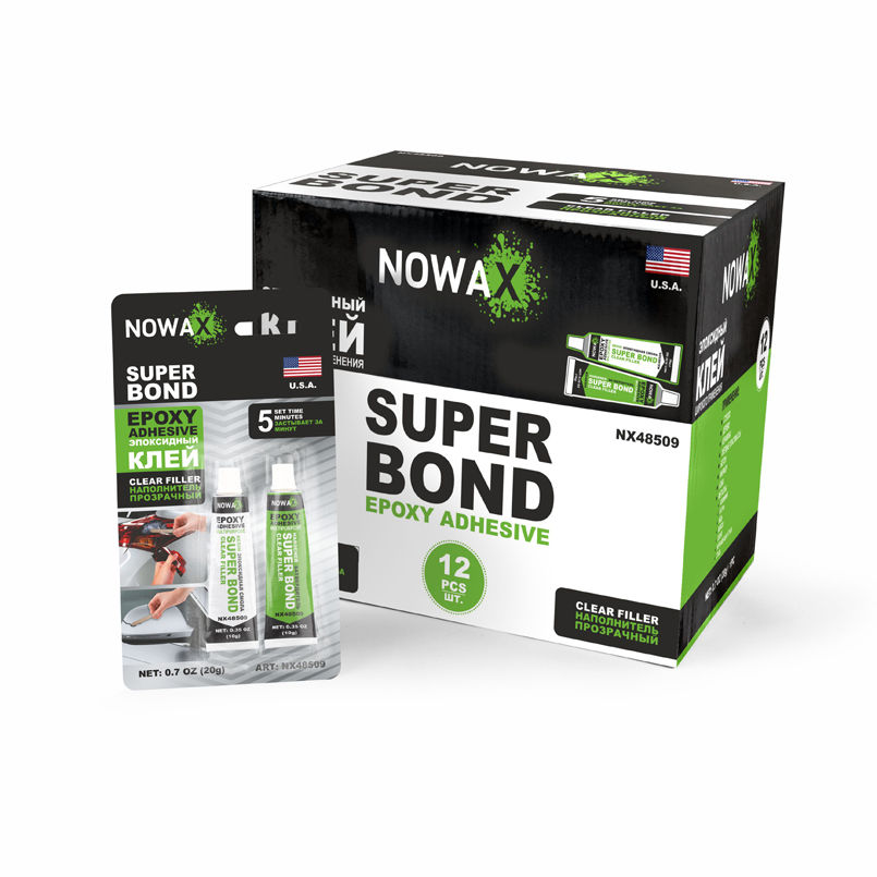Клей епоксидний, двокомпонентний, прозорий Nowax Super Bond 20г (NX48509)