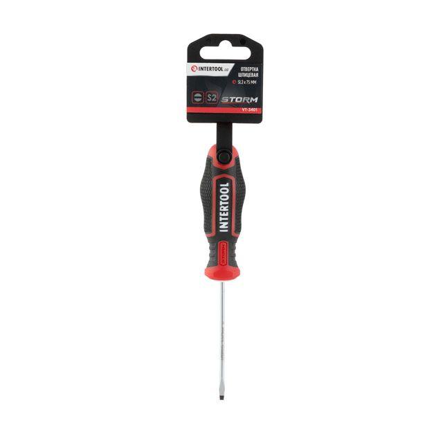 Викрутка шлицьова  SL3 0×75 мм S2  STORM INTERTOOL VT-3401