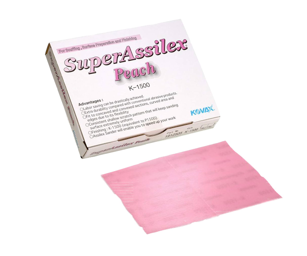 Лист Kovax Assilex Super Assilex Peach рожевий 170*130мм P1500