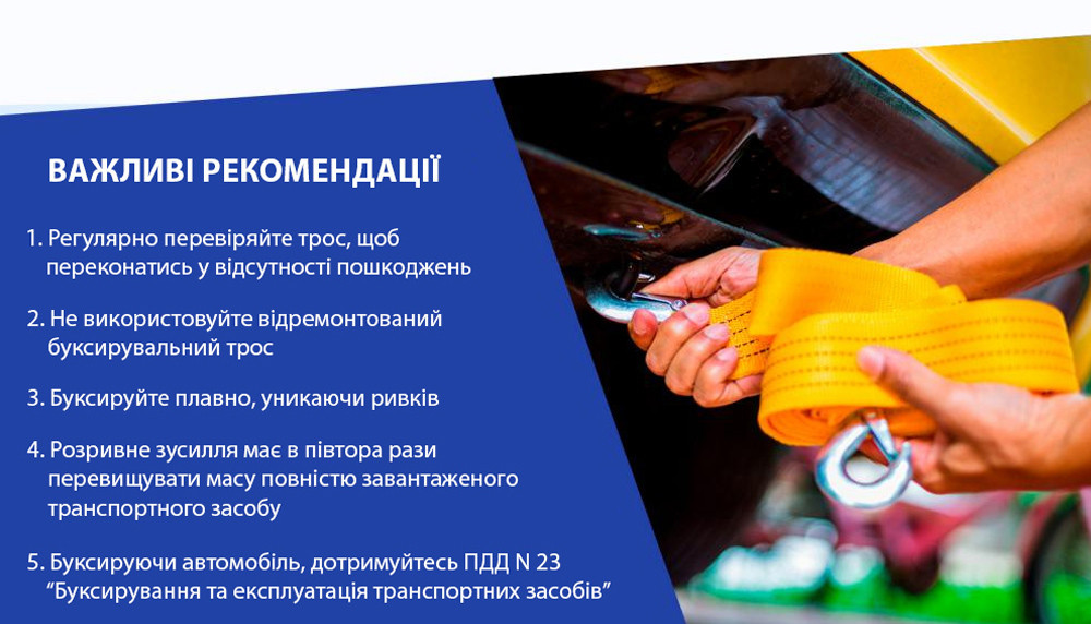 Трос буксировальний  2т 4,5м  46мм VITOL  ТР-203-2-1  жовтий,гак,блістер
