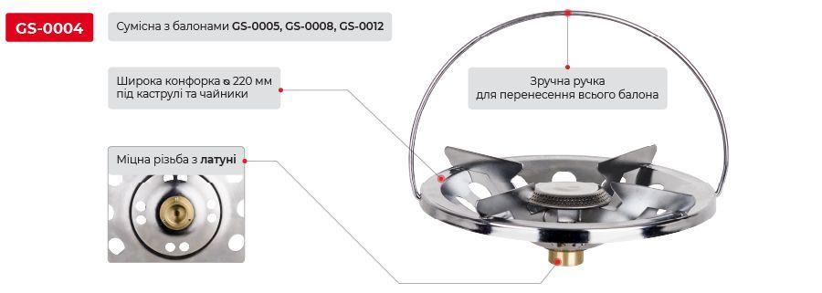 Пальник для комплекту газового кемпінгового GS-0005, GS-0008, GS-0012 INTERTOOL GS-0004