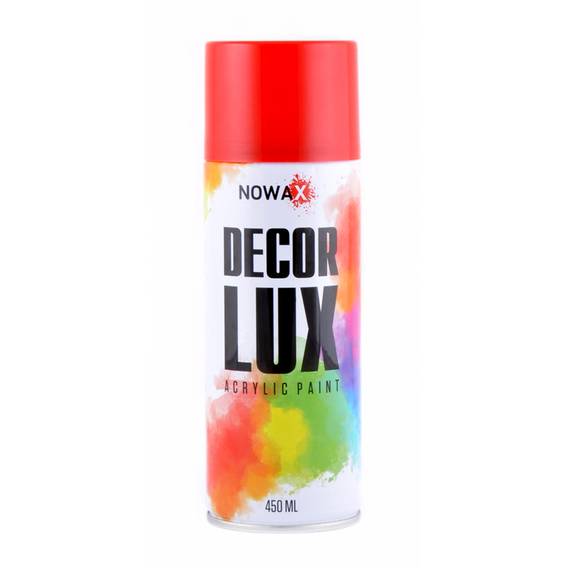 Фарба акрилова універсальна в аерозолі Nowax Decor LUX RAL 3020 Червона Traffic Red 450 мл