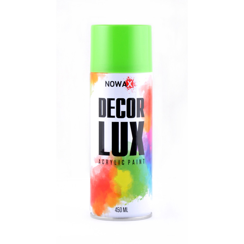Фарба акрилова універсальна в аерозолі Nowax Decor LUX RAL 6018 Світло-зелена 450мл
