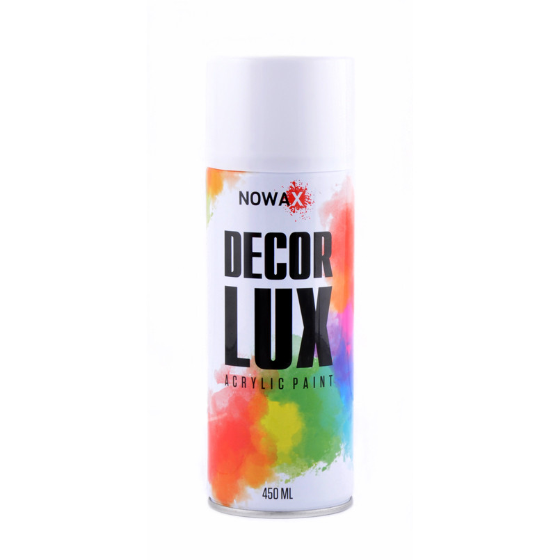 Фарба акрилова універсальна в аерозолі Nowax Decor LUX RAL 9010 Біла матова 450мл
