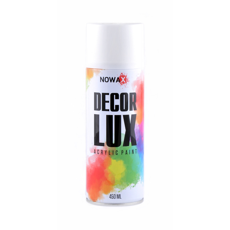 Фарба акрилова універсальна в аерозолі Nowax Decor LUX RAL 9016 Traffic White 450мл