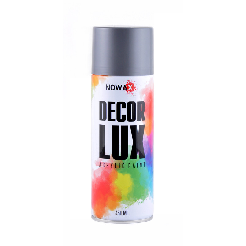 Фарба акрилова універсальна в аерозолі Nowax Decor LUX RAL 9022 Срібно-сірий 450мл