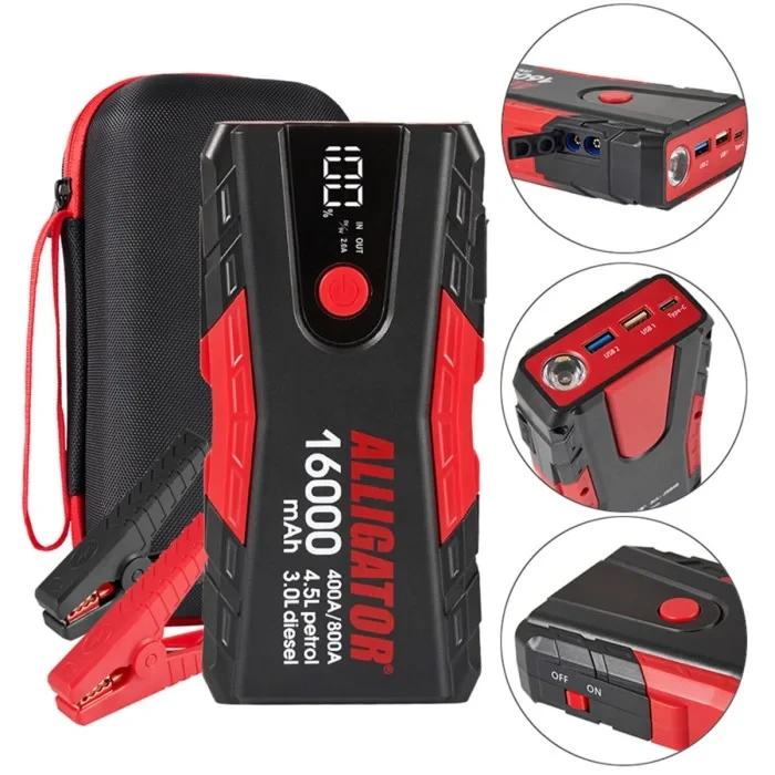 Пусковий пристрій (бустер) ALLIGATOR  JS 840  12В 400А/800А 1600 mAh USB ліхтар